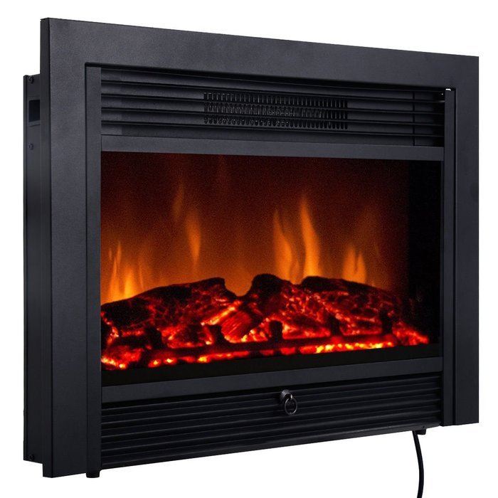 Goplus&reg; 28.5" Fireplace Electric Embedded Insert Heater Glass View Log Flame Remote Home