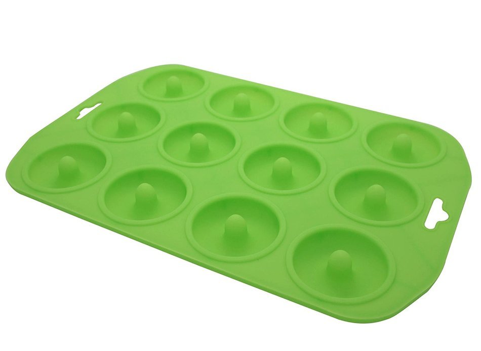 QBT Silicone 12-cup Mini Donut Cake Pan (Green) N3
