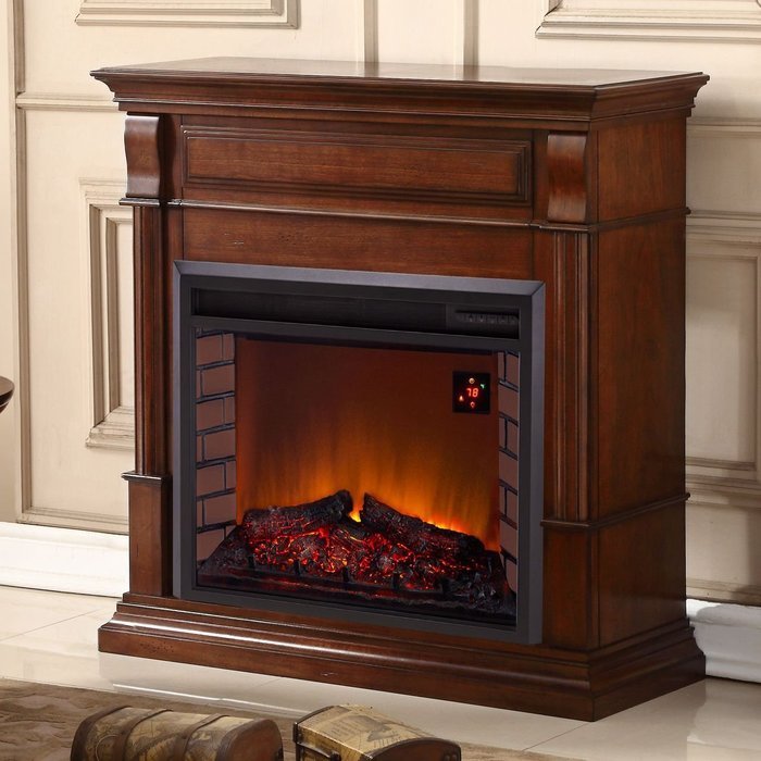 Duluth Forge Full Size Electric Fireplace - Remote Control, Auburn Cherry Finish N4