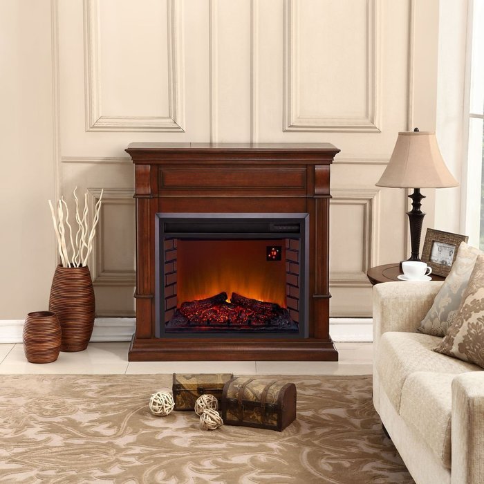 Duluth Forge Full Size Electric Fireplace - Remote Control, Auburn Cherry Finish N5