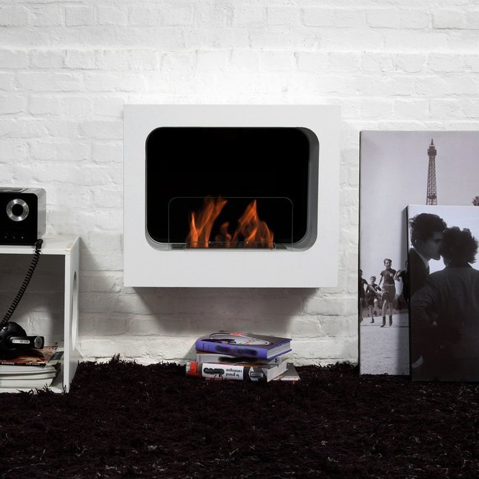 Bio-Blaze Columbus Wall-Mounted Fireplace, White N4