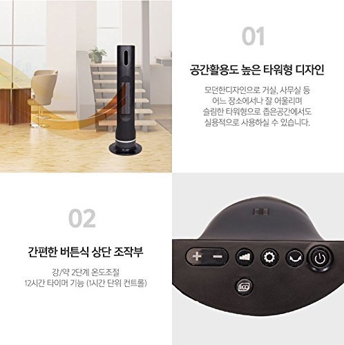 BOKUK Tower PTC Heater BKH-2051P LED Display, Remote Control 220V/3.4kg N5