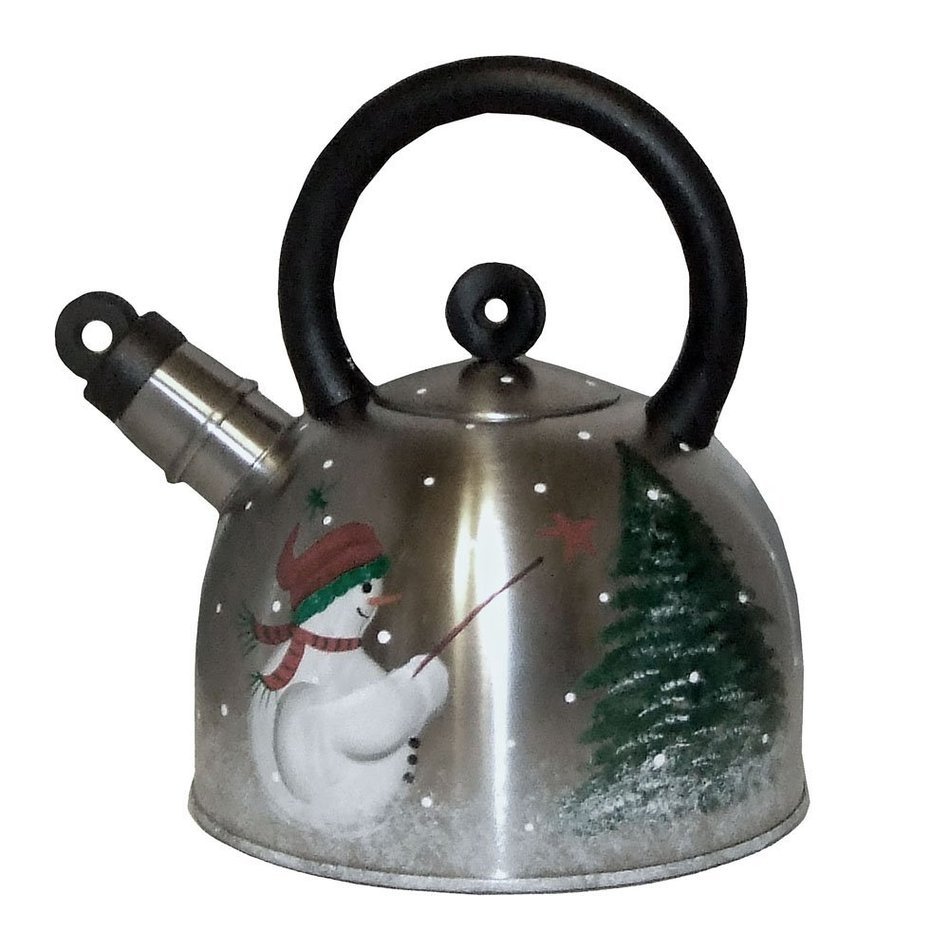 ArtisanStreet's Winter Design Whistling Tea Kettle. Hand Painted. Made to Order