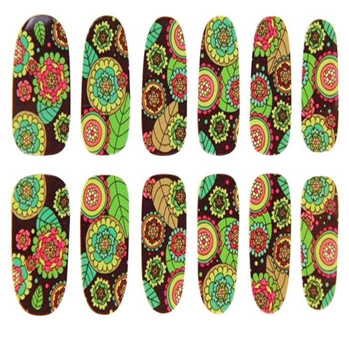 EVTECH(TM) 4 Pcs Rose Peony Carnation Flower Patterns Nail Polish Strips 12 double-ended Nail Decals Strips Nail... N26