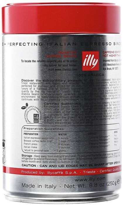 Illy Caffe Whole Bean Coffee, 8.8 oz N4