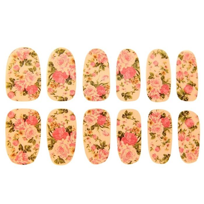 EVTECH(TM) 4 Pcs Rose Peony Carnation Flower Patterns Nail Polish Strips 12 double-ended Nail Decals Strips Nail... N30