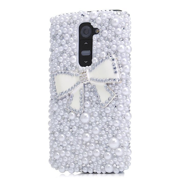 Spritech(TM) LG G Stylo Hard Case,Bling Crystal 3D handmade Rhinestone Design Clear Phone Cover White Flower for... N7