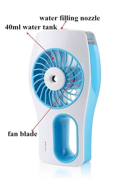 Meyoung Handheld USB Misting Fan with Personal Cooling Humidifier for Moisturizing, Home, Office and Travel (Blue) N7