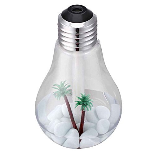 Bulb Humidifier, Gefee Unique Creative Bulb Shape 7 Colour Lighted Humidifier Small Cute Humidifier for Home Office N5