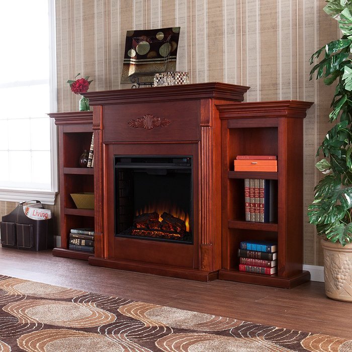 Tennyson Electric Fireplace w/ Bookcases - Ivory N18