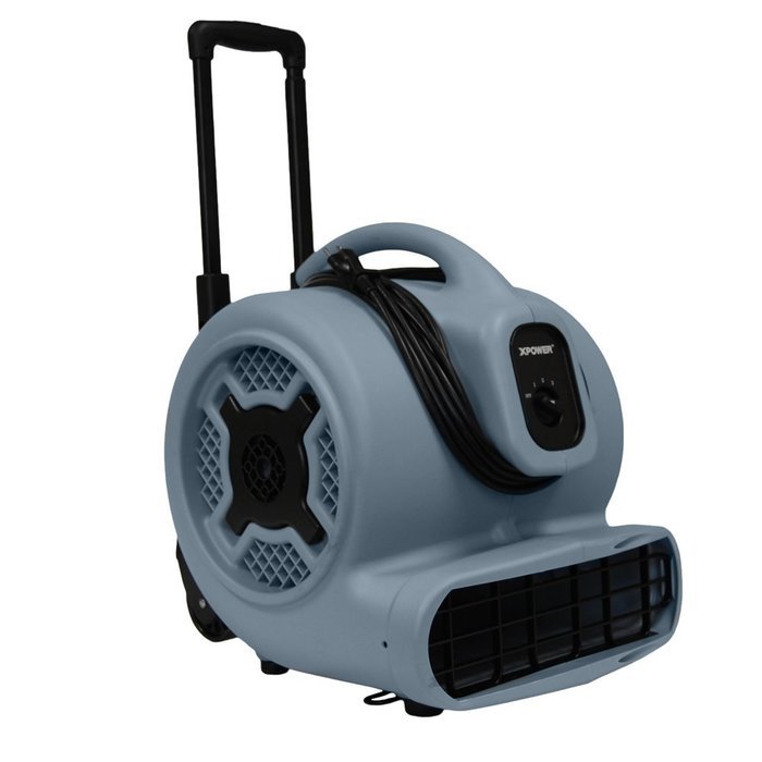 XPOWER P-830H 1-HP 1600-CFM 3 Speed Professional Air Mover with Telescopic Handle and Wheels, 8.5-Amp N3