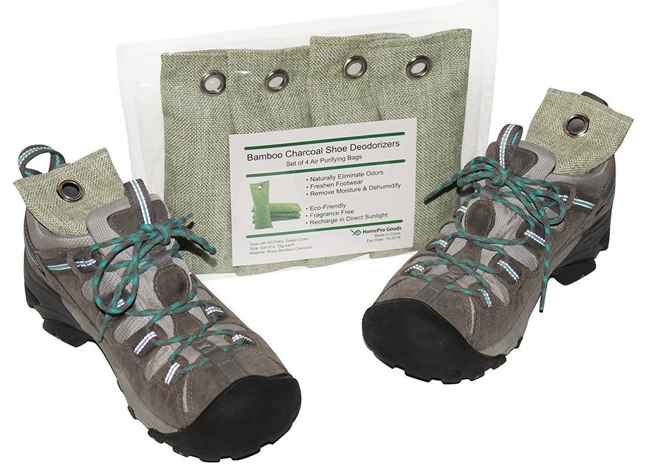 Natural Bamboo Charcoal Shoe Deodorizer Bags (Set of 4), Absorb Moisture and Odor Naturally in Shoes and Small...