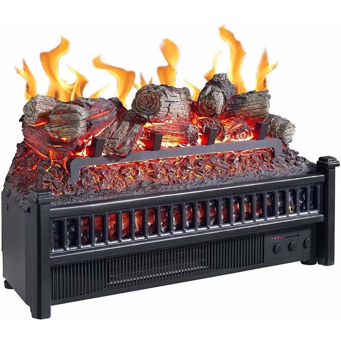 Pleasant Hearth 24 Inch Wall Hanging Electric Crackling Log with Heater, Black N2