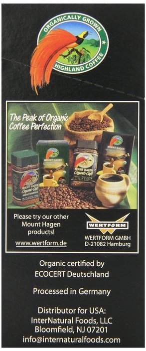 Mount Hagen Organic Instant Regular Coffee, 25 Count Single Serve packet Net wt 1.76 oz (50g) N2