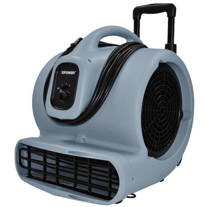 XPOWER P-830H 1-HP 1600-CFM 3 Speed Professional Air Mover with Telescopic Handle and Wheels, 8.5-Amp N4