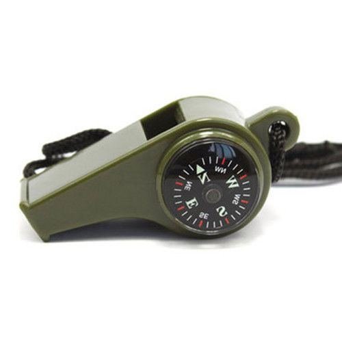 Hiking 3 in1 Outdoor Camping Emergency Survival Gear Whistle Compass Thermometer N2