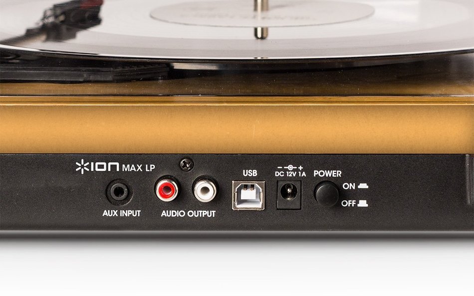 ION Audio Max LP | 3-Speed Belt Drive Turntable with Built-In Speakers & 1/8" Aux Input (Glossy Piano Black)