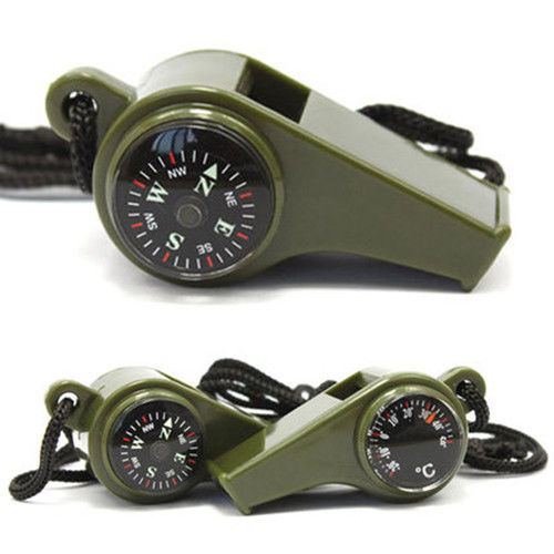 Hiking 3 in1 Outdoor Camping Emergency Survival Gear Whistle Compass Thermometer N3