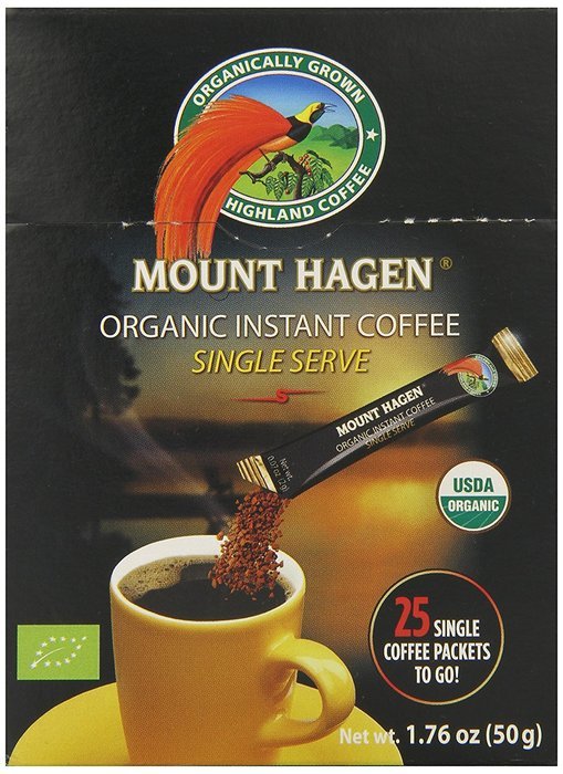 Mount Hagen Organic Instant Regular Coffee, 25 Count Single Serve packet Net wt 1.76 oz (50g) N3