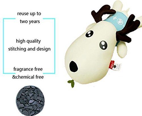 YunNasi Natural Air Purifying Bag for Car Home Activated Bamboo-Cute Deer,70g Red N8