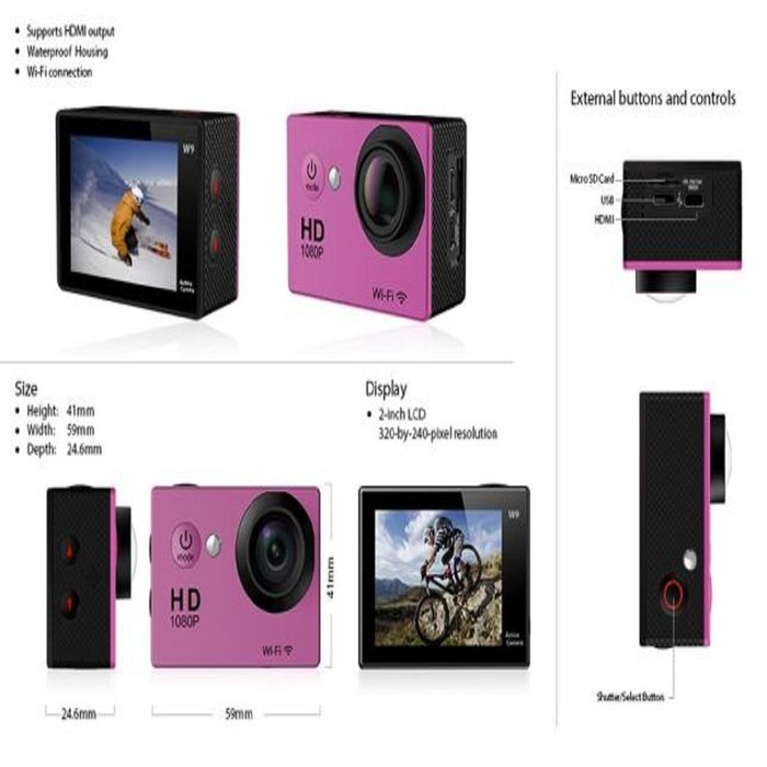 Kingfansion W9 2.0 Inch WiFi Ultra HD 4K Sport Action Camera Waterproof N3