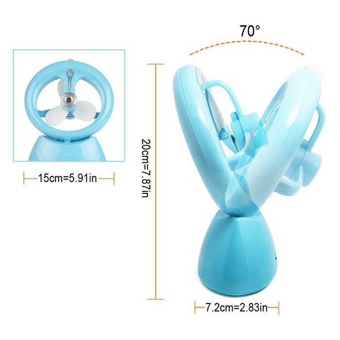 Dolida Misting Fan USB Rechargeable Mini Table Fan Humidifier for Home Office and Travel (Blue) N9