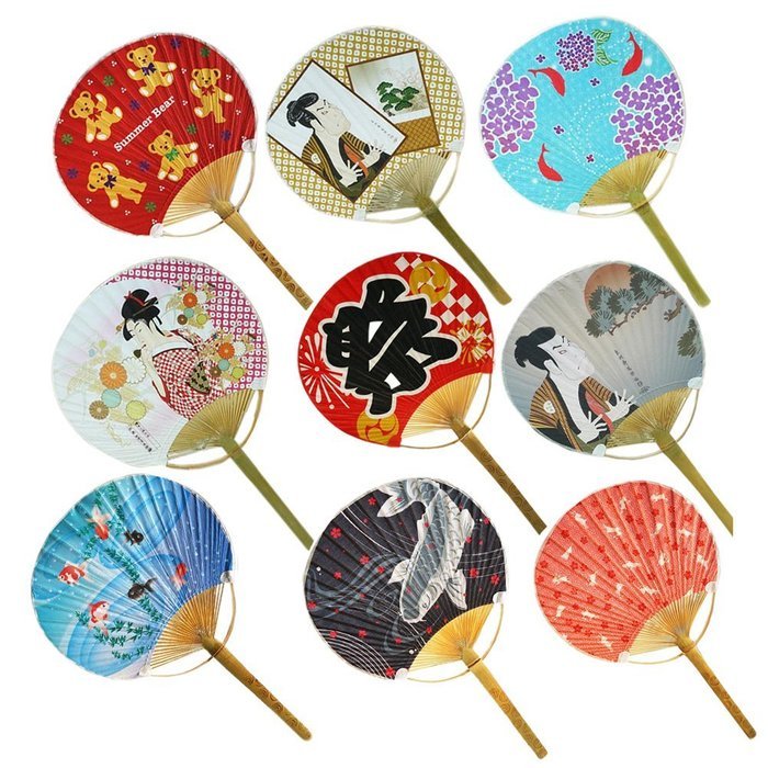Japanese Traditional Hand Held Fan Wood Handle Hand Fan, No.5