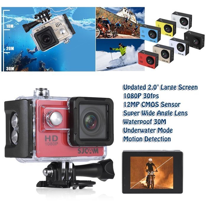 SJCAM SJ4000 2.0" LCD Screen 1080P 30fps Full HD 12MP Waterproof 30M NTK96650 Action Sports Helmet Camera DV 170... N12