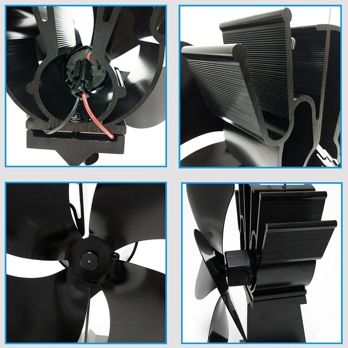 Signstek 4 Blade Heat Powered Stove Fan for Wood Log Coal Fire Burner Fireplace N7