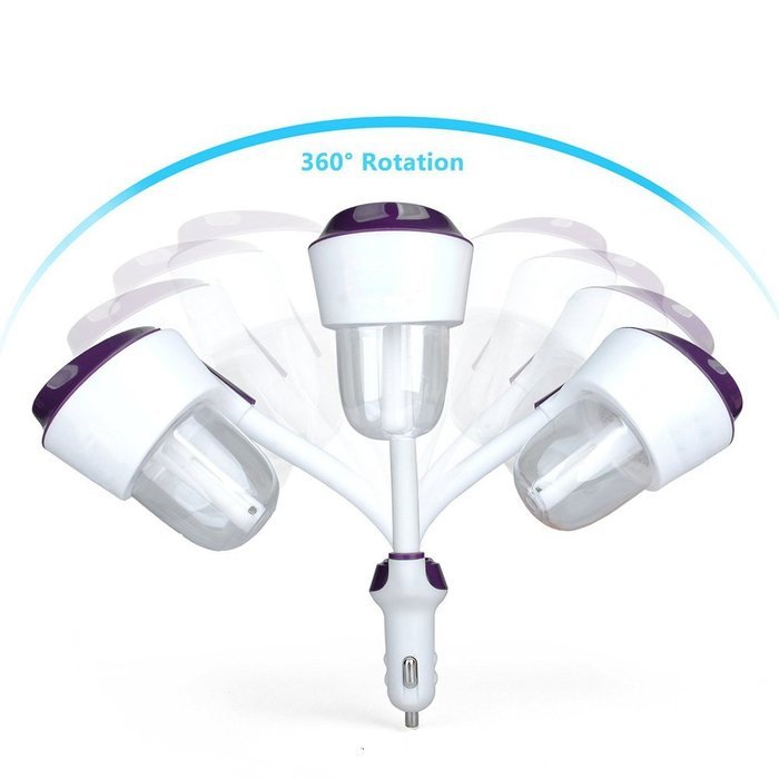 4-in-1 Car Humidifier, CEStore 360&deg; Rotate Portable Mini Car Humidifier Ultrasonic Air Purifier Mist Maker Aromatherapy... N13