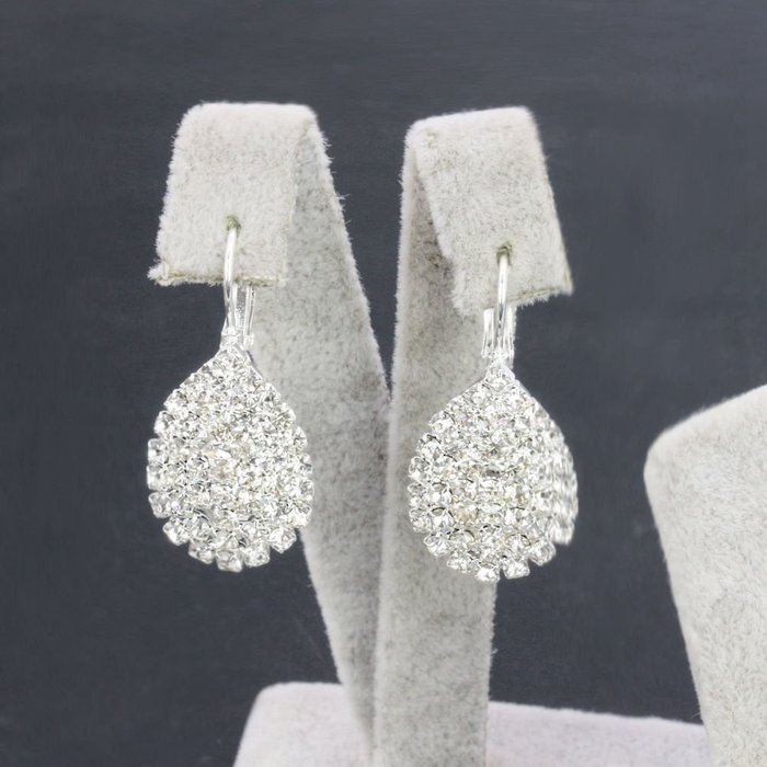 Hot Fashion Silver Women Crystal Rhinestone Dangle Hoop Earrings Wedding Jewelry N2
