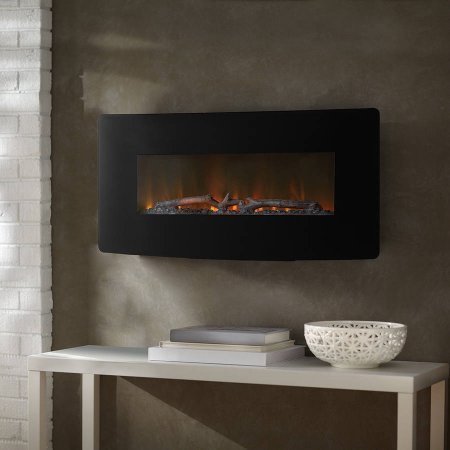 1400W Black Urbana Curved Wall Mount Fireplace N2