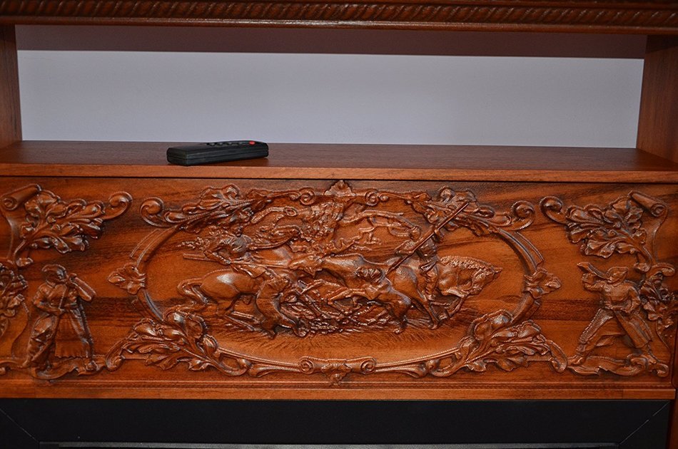 New Fireplace: Solid Wood Carved Mantel & Electric Insert, Remote Control.