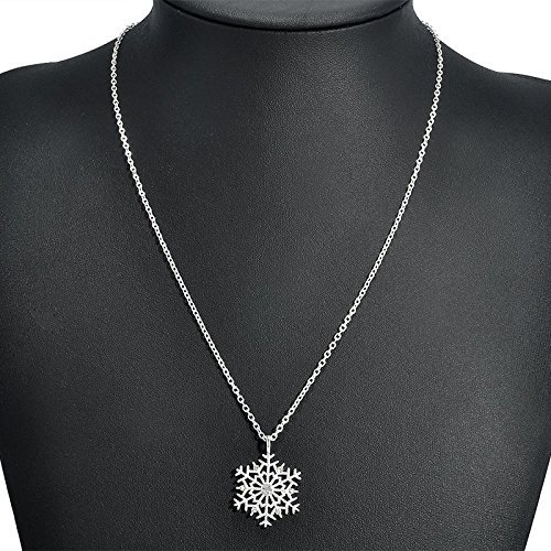 New Fashion Silver Frozen Snowflake Crystal Necklace Pendant Chain Xmas Gift N3