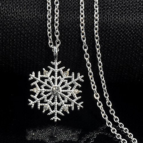 New Fashion Silver Frozen Snowflake Crystal Necklace Pendant Chain Xmas Gift N4