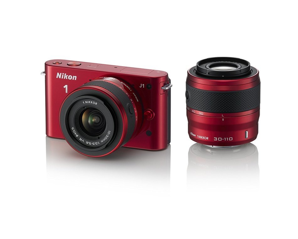 Nikon 1 J1 10.1 MP HD Digital Camera System with 10-30mm VR 1 NIKKOR Lens, 8 GB SD Card, and Case (White) N3