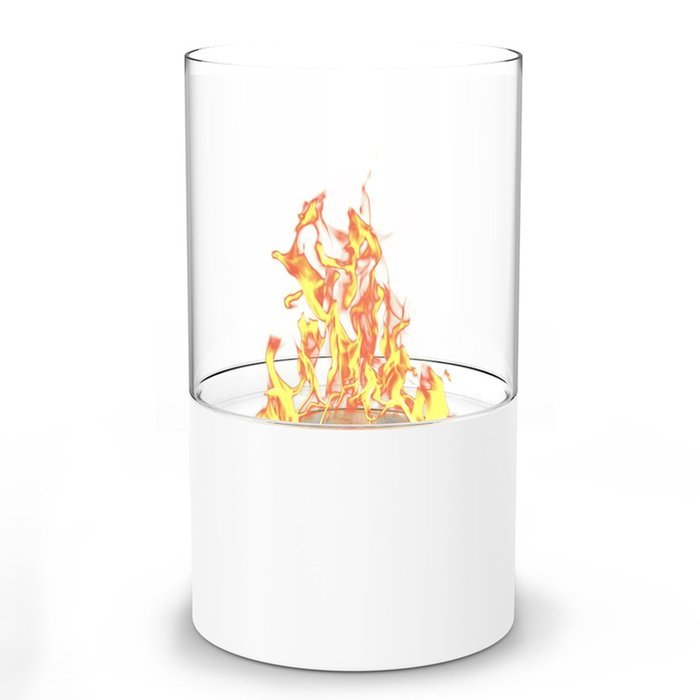Elite Flame Collin Table Top Firepit Bio Ethanol Ventless Fireplace in White N2