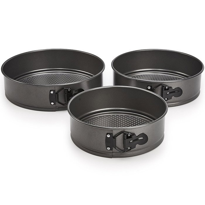 BLACK+DECKER 83394 Commercial Nonstick Spring Form Pan (Set of 3), Gray