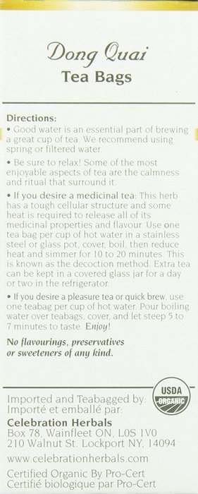 Celebration Herbals Organic Dong Quai Tea Caffeine Free -- 24 Herbal Tea Bags N3