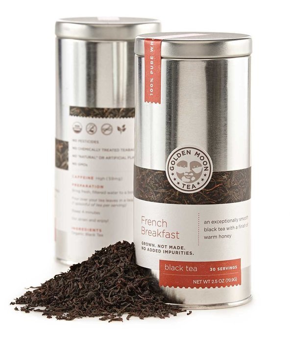 Golden Moon Tea - Madagascar Vanilla Tea - Organic - Loose Leaf - Non GMO - 2.5oz Tin - 30 Servings N14