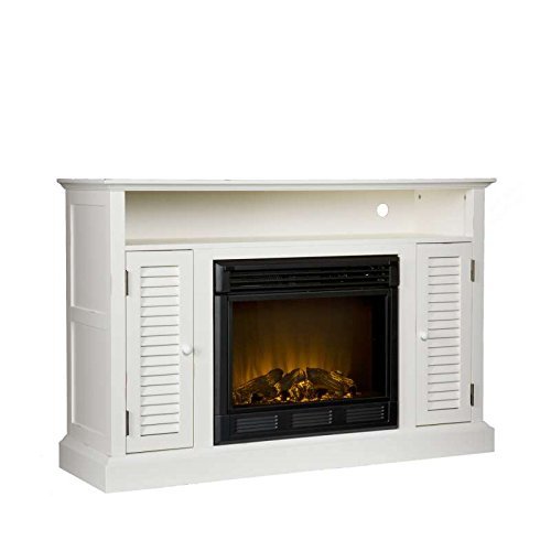 Genevieve Antique White Media Tv Stand Electric Fireplace up to 50" N2