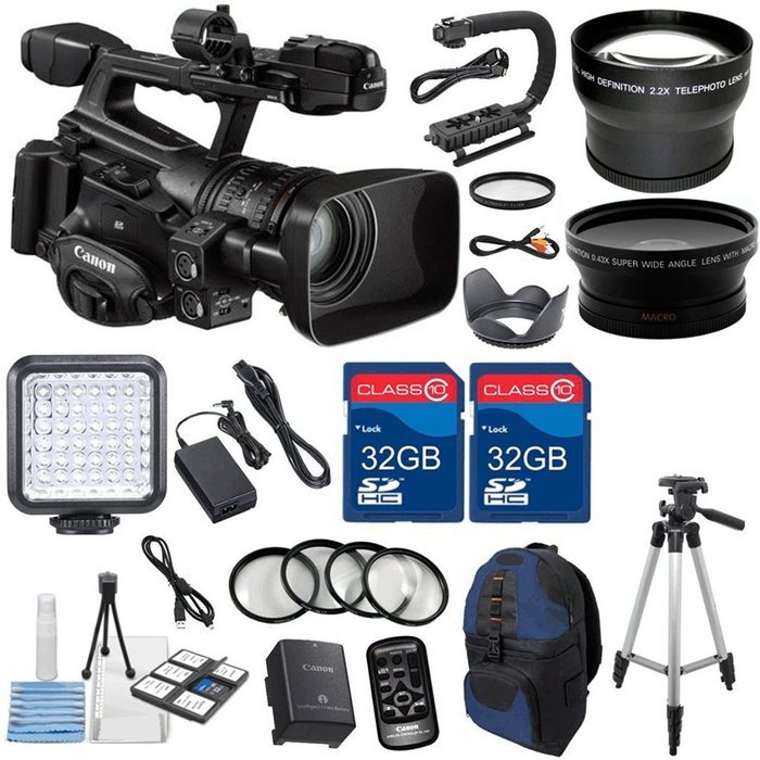 Canon XF300 High Definition Professional Camcorder with 2pc 32GB High Speed Memory Cards + Wideangle & Telephoto...