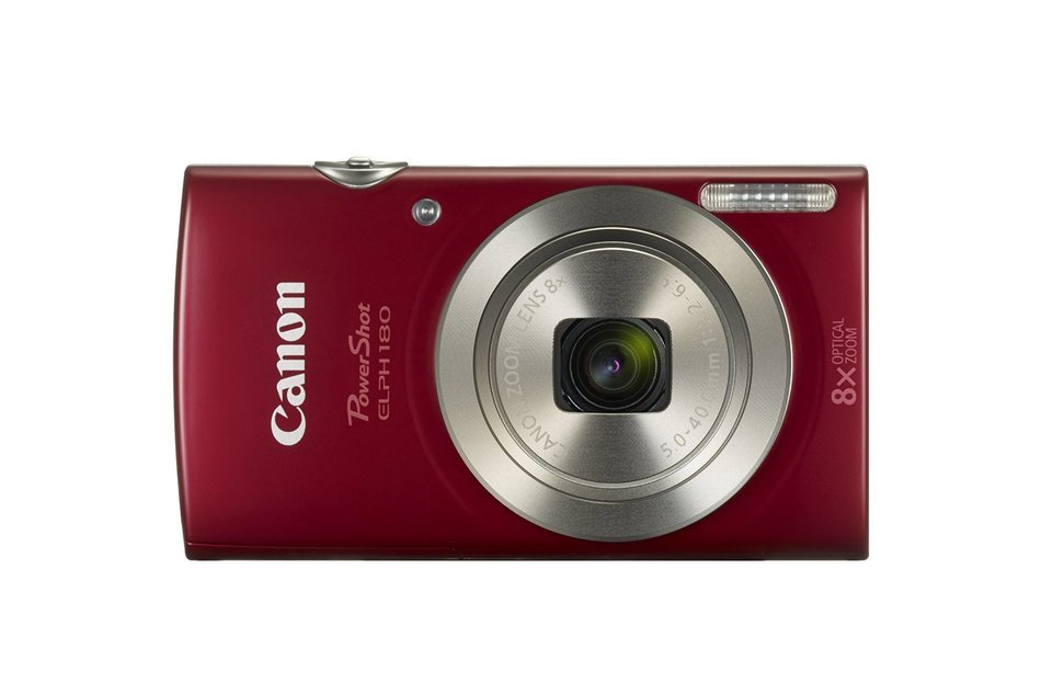 Canon PowerShot ELPH 180 (Red) with 20.0 MP CCD Sensor and 8x Optical Zoom