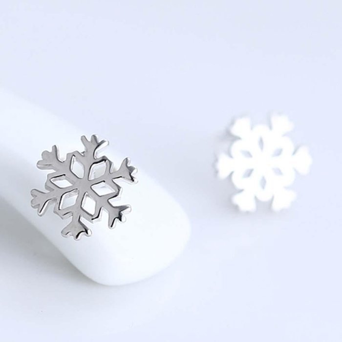 Women Fashion 925 Sterling Silver Snowflakes Stud Earrings Jewelry Xmas Gifts AD