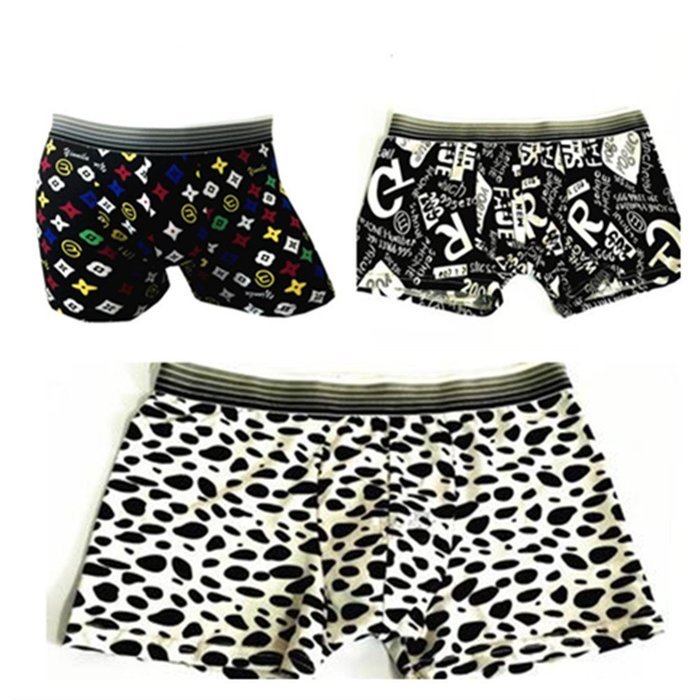 KAKA(TM) Men's Boxer Underwear Cartoon Pattern Breathable Absorbent Briefs 3-Pcs Set-(24-29inch/40-55kg)-L