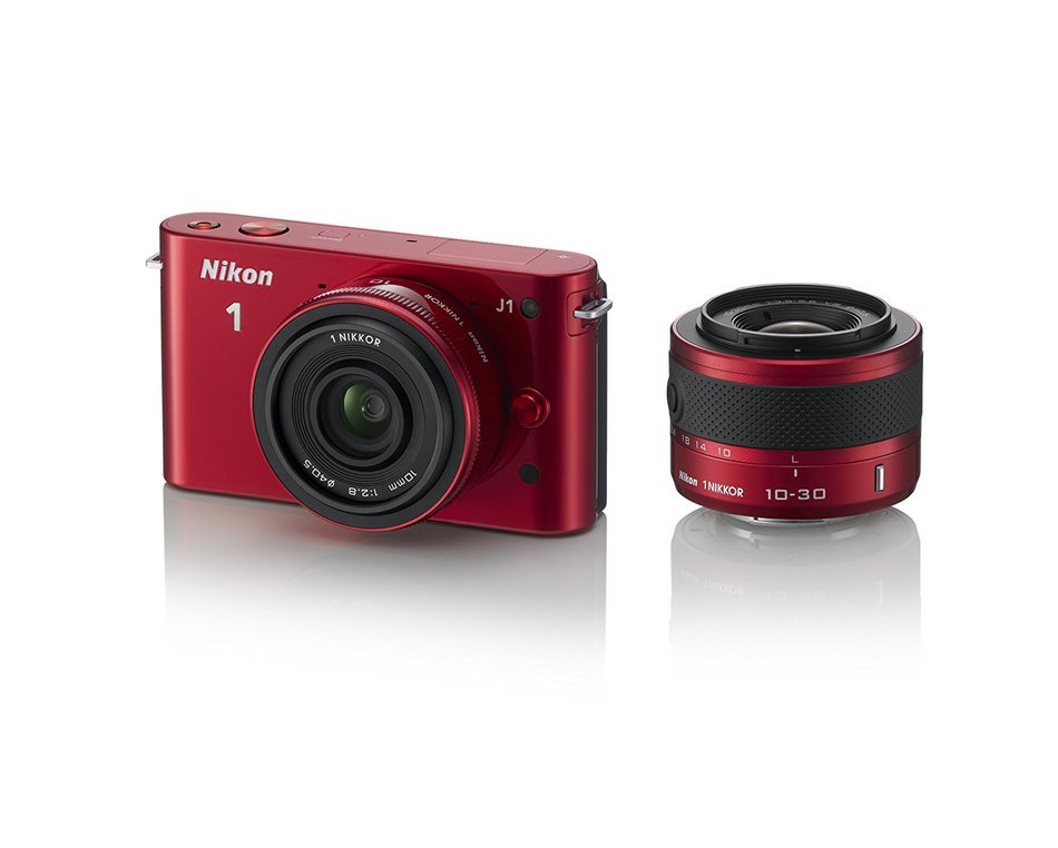 Nikon 1 J1 10.1 MP HD Digital Camera System with 10-30mm VR 1 NIKKOR Lens, 8 GB SD Card, and Case (White) N5