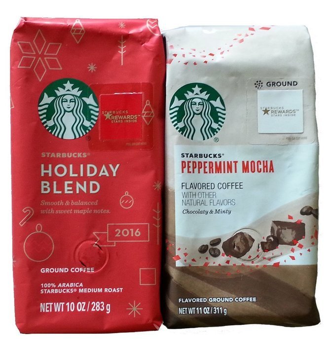 Starbucks Peppermint Mocha and 2016 Holiday Blend Bundle (2 Items)