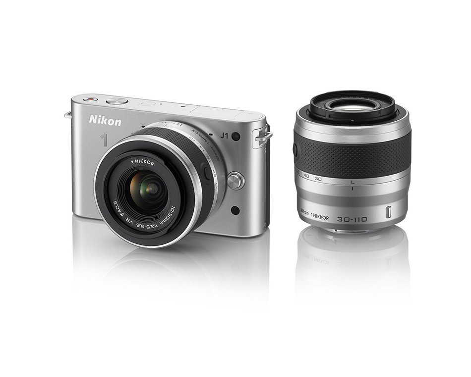 Nikon 1 J1 10.1 MP HD Digital Camera System with 10-30mm VR 1 NIKKOR Lens, 8 GB SD Card, and Case (White) N6