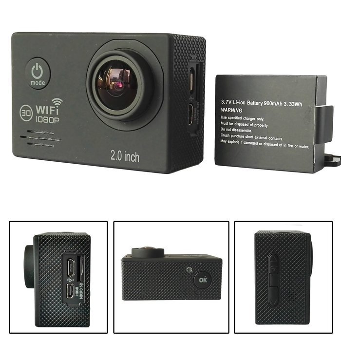 1080P FHD 12M Wifi Waterproof 30m Outdoor Sports Action Video Camera DV YOCI Body Mounted Camcorder with NT96655... N2