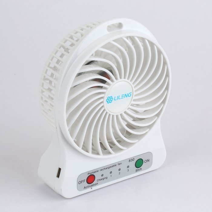 ER CHEN Portable Mini USB Fan 4-inch Vanes 3 Speeds Rechargeable Desktop Fan Battery/ USB Powered (White) N5